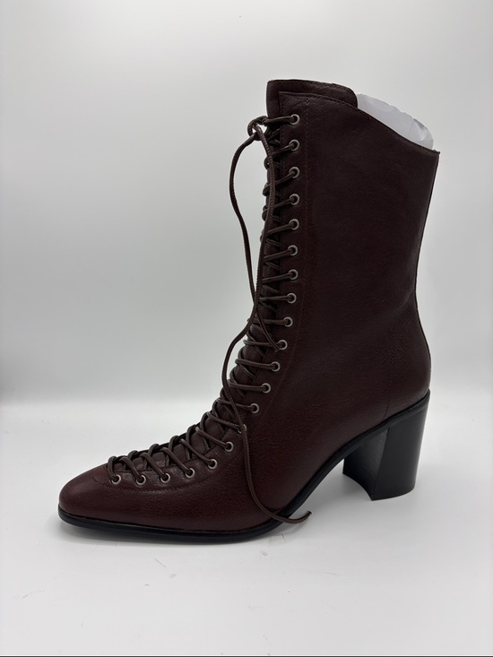 Jeffrey Campbell Shoes - Jeffrey Campbell Lace-Up Mid-Calf Heeled Boot in Dark Brown - Left Only!